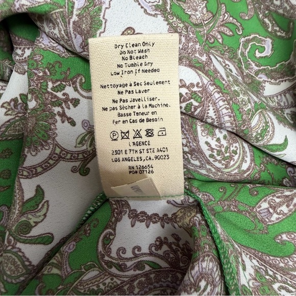 L'AGENCE Green Paisley Cutout Spaghetti-Strap Maxi Dress Sz 8 - Picture 10 of 13